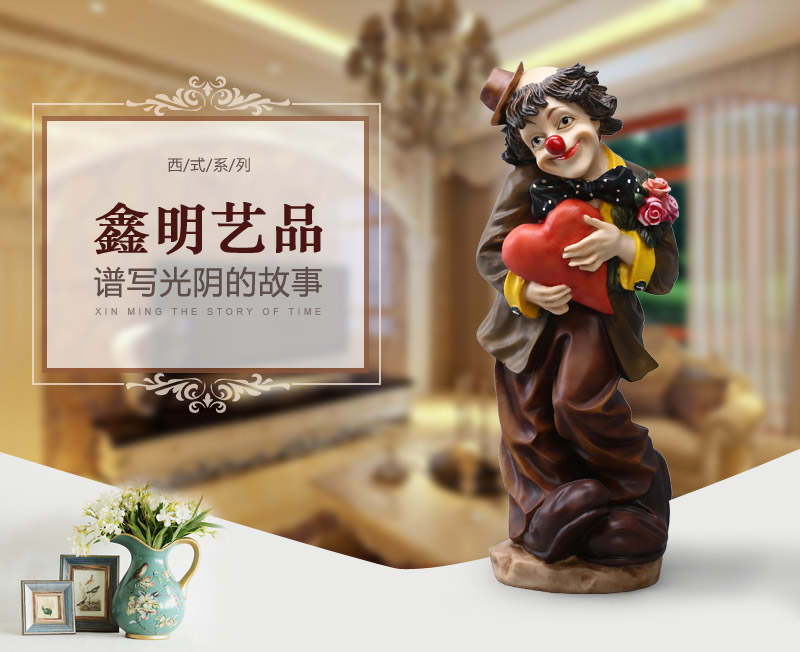 Simple creative holding red clown resin can be washed colourfast decoration living room Zhaocai office decoration 2076 bar1