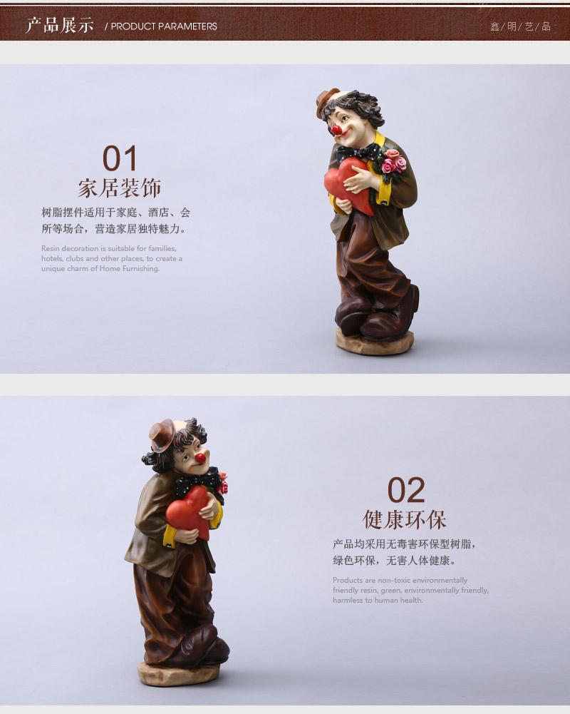 Simple creative holding red clown resin can be washed colourfast decoration living room Zhaocai office decoration 2076 bar3