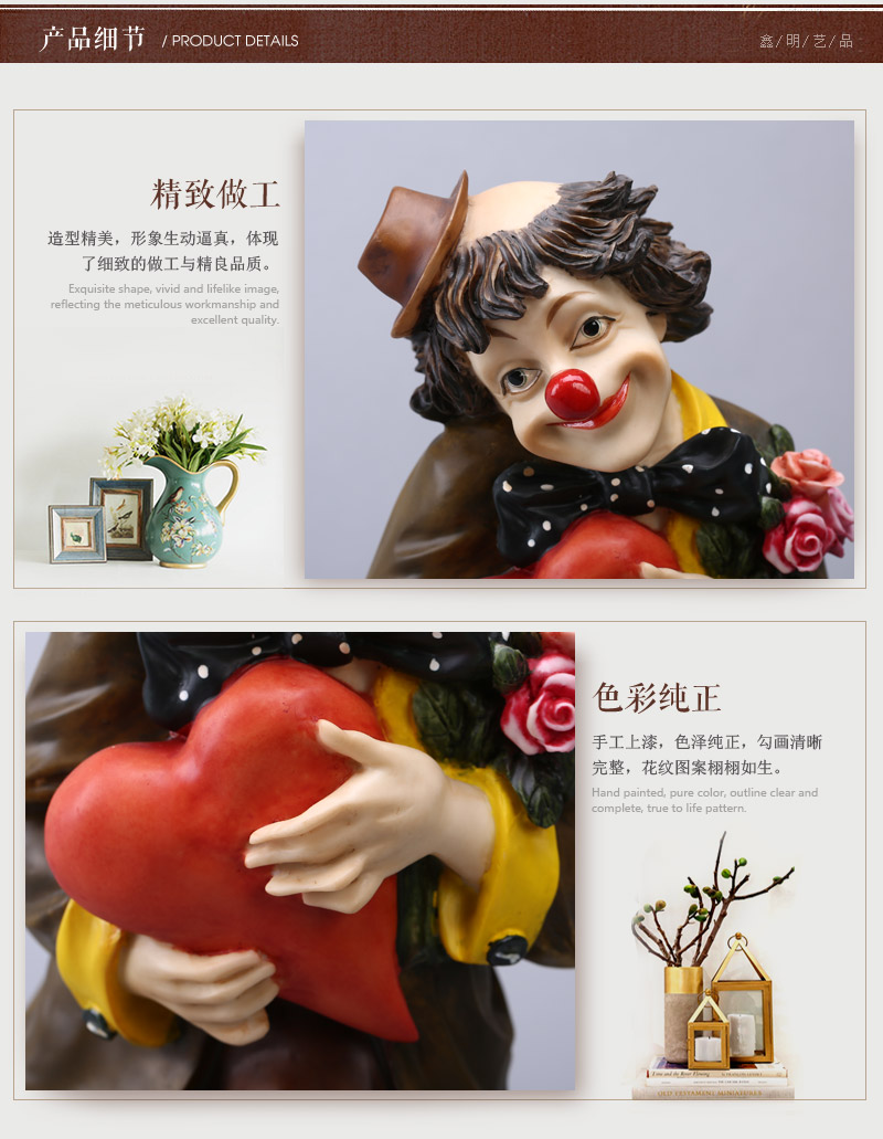 Simple creative holding red clown resin can be washed colourfast decoration living room Zhaocai office decoration 2076 bar5