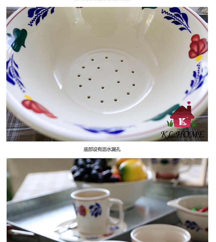 Carrier beautiful lace dual-purpose ceramic bowl of fruit fruit and vegetable drain drain bowl kitchen water bowl bowl egg basket Vegetable & Fruit6