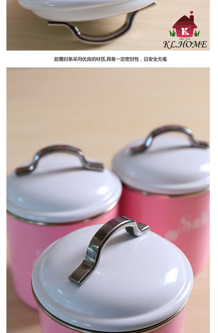 Carrier day Korean adorable pink high quality canister kitchen seasoning storage cover three X3058