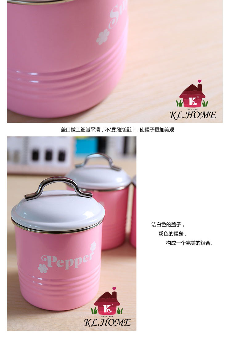 Carrier day Korean adorable pink high quality canister kitchen seasoning storage cover three X3056