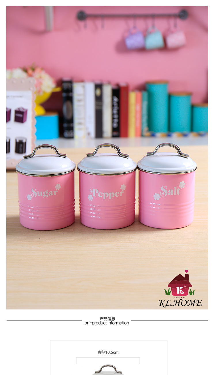 Carrier day Korean adorable pink high quality canister kitchen seasoning storage cover three X3051