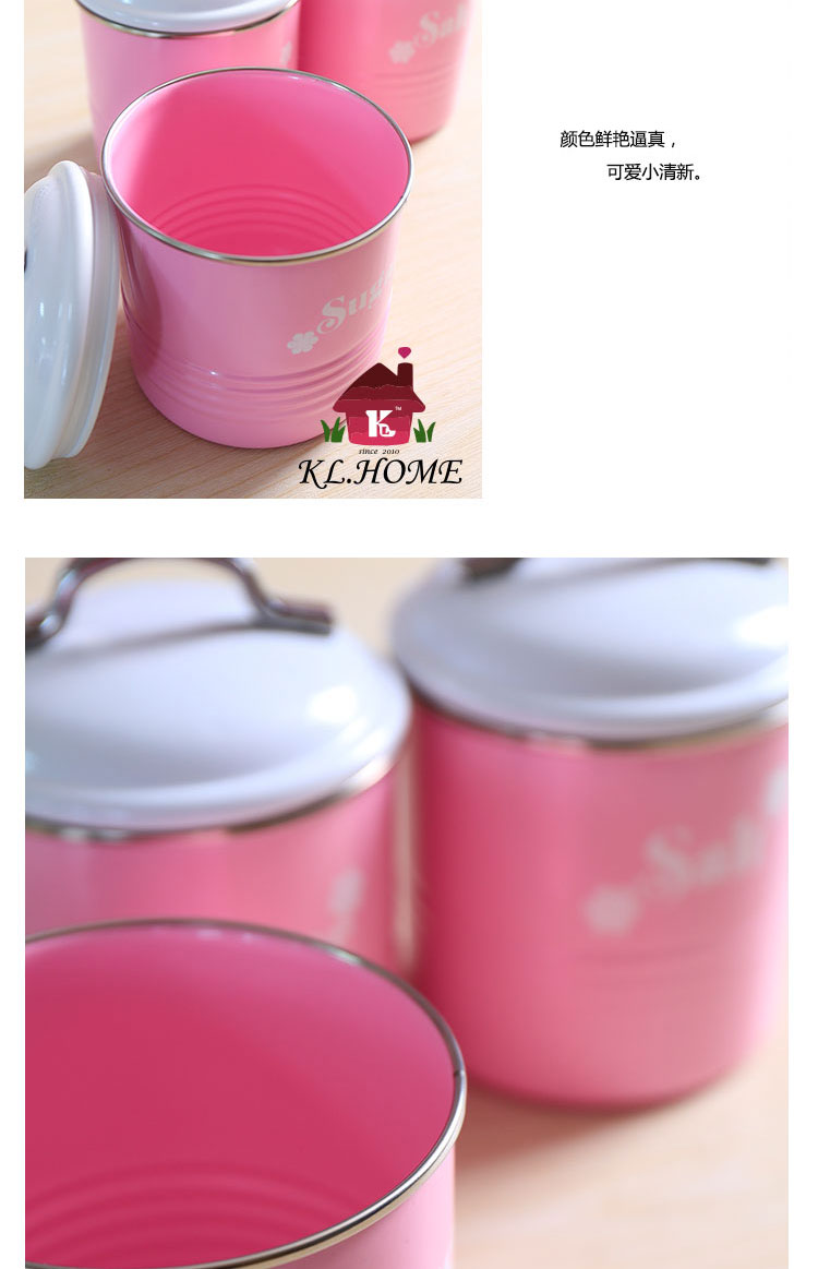 Carrier day Korean adorable pink high quality canister kitchen seasoning storage cover three X3055