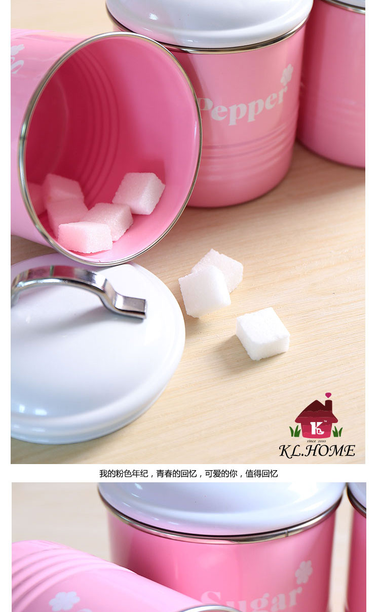 Carrier day Korean adorable pink high quality canister kitchen seasoning storage cover three X3053