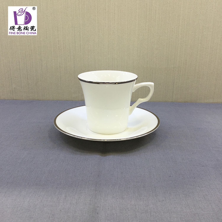 High grade ceramic coffee cup and disc Dongyang cup and white gold1