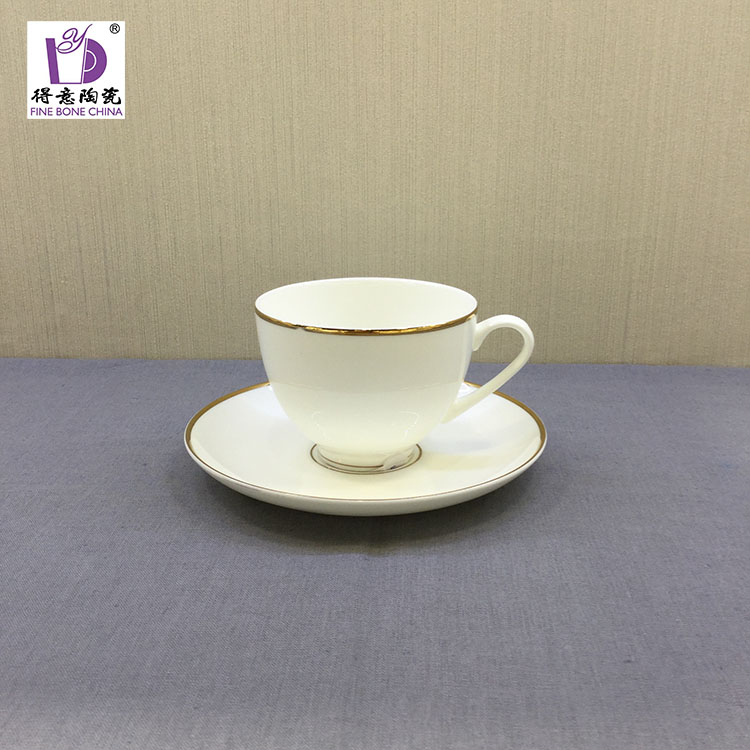 High grade bone china coffee cup and dish, Hong Kong Cup and dish gold1