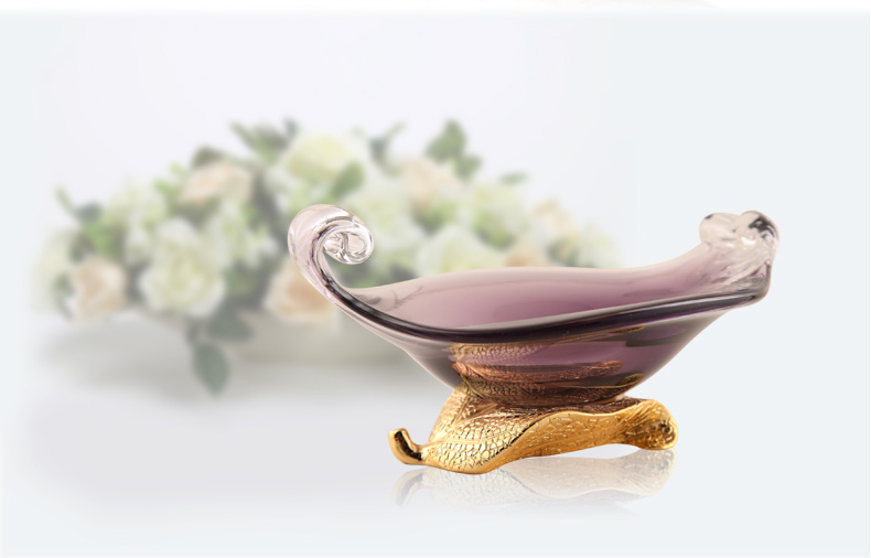 Rong European fruit dish of modern living room creative small candy dish table dry fruit compote glass ornaments3