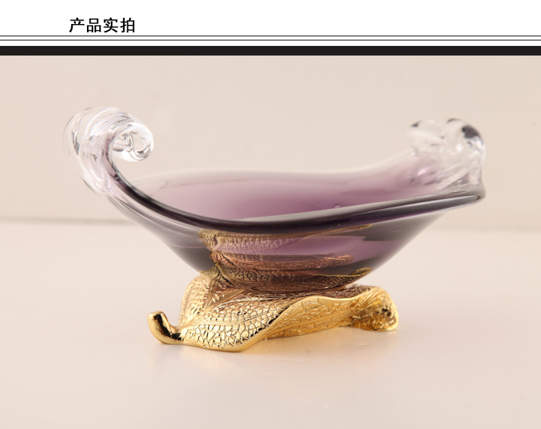Rong European fruit dish of modern living room creative small candy dish table dry fruit compote glass ornaments5