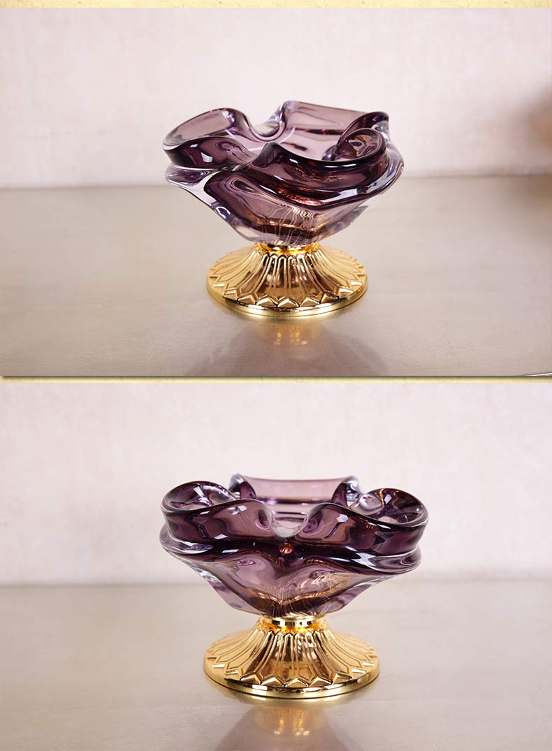 Creative fashion high-end copper decorative glass ashtray ashtray personalized living room ornaments sent her husband.7