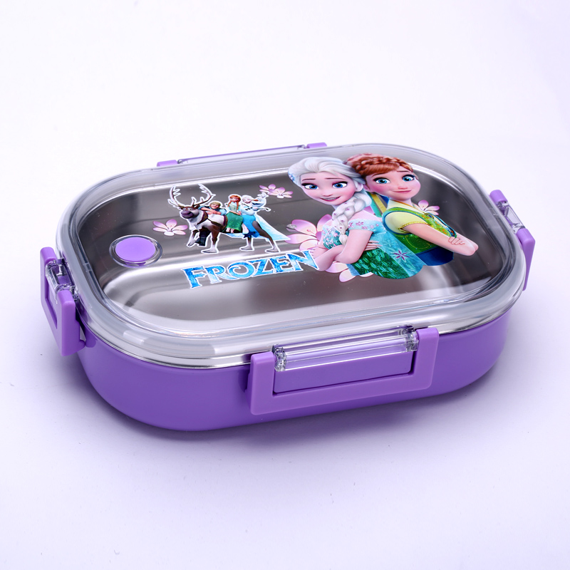 Cartoon children stainless steel tableware lunch box convenient lunch box baby plate sealed cover 33184