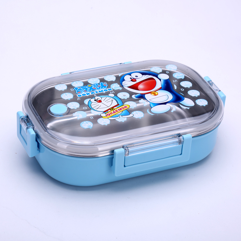 Cartoon children stainless steel tableware lunch box convenient lunch box baby plate sealed cover 33183