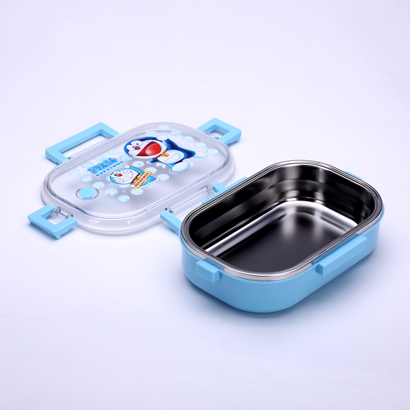 Cartoon children stainless steel tableware lunch box convenient lunch box baby plate sealed cover 33185