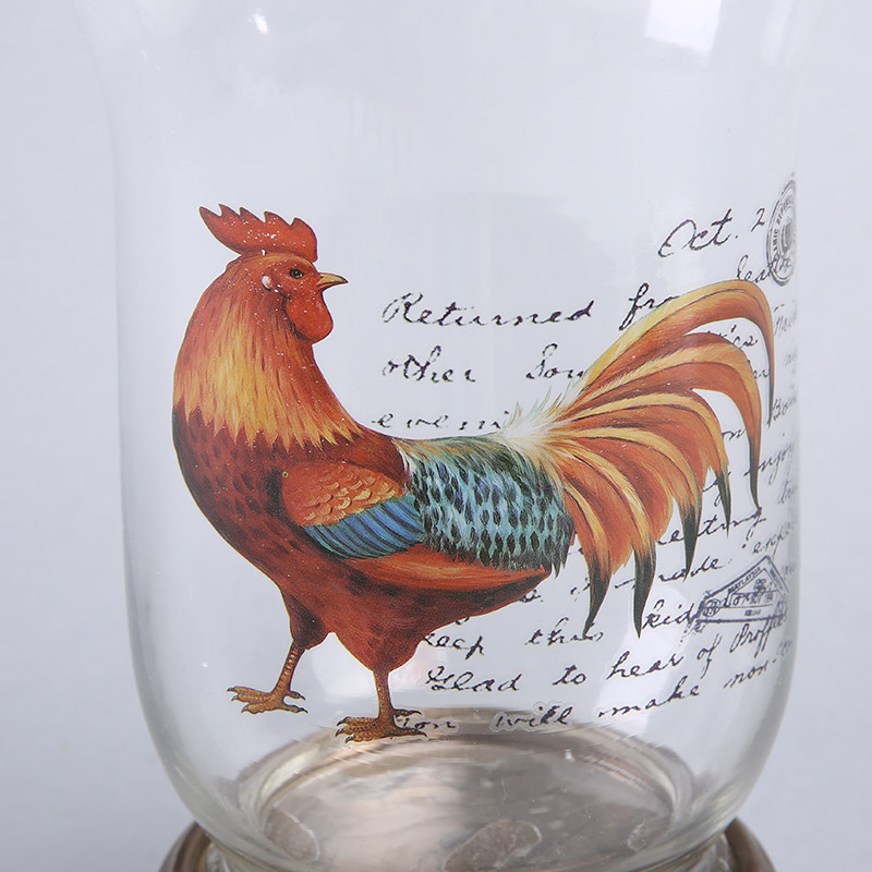 European style retro simple nostalgia stereoscopic pattern Candlestick small cock pattern Deco decorated glass mask candlestick YSD291B-GN17B204
