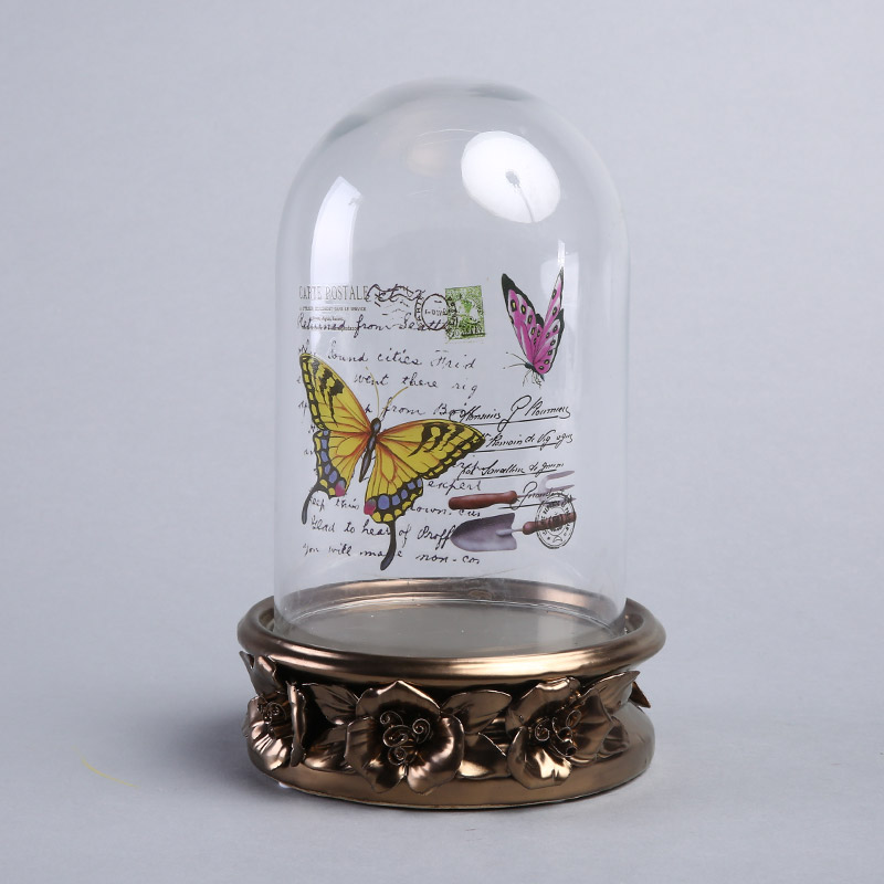 European style retro simple nostalgia stereoscopic pattern Candlestick butterfly pattern applique ornament glass cover candlestick YSD301B-GBN19B171