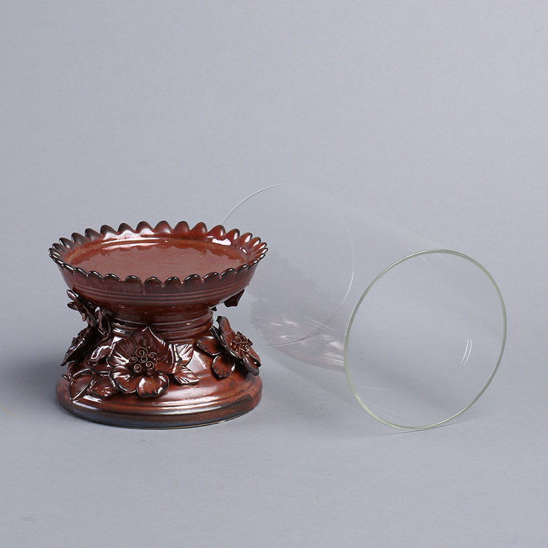 Simple retro nostalgia textured glass candlestick Candlestick Brown furnishings display props YSD288B-GN15B223