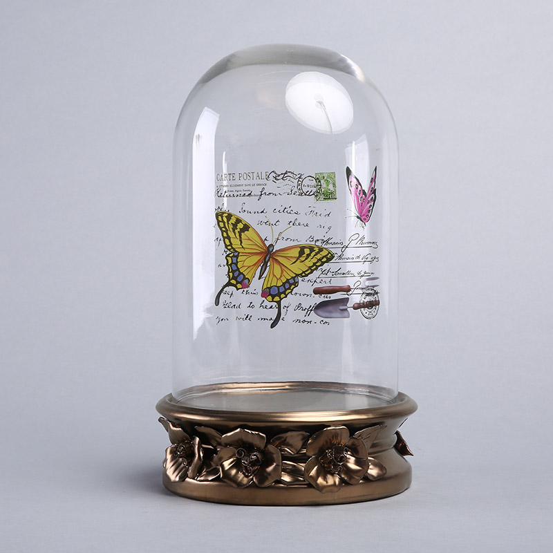 European style retro retro simple nostalgia stereoscopic pattern Candlestick small butterfly pattern applique ornament glass cover candlestick YSD301C-GBN19B171