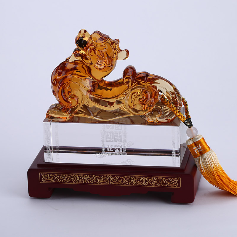 High-grade glass ornaments gifts auspicious prosperity Home Furnishing office decoration LKL102