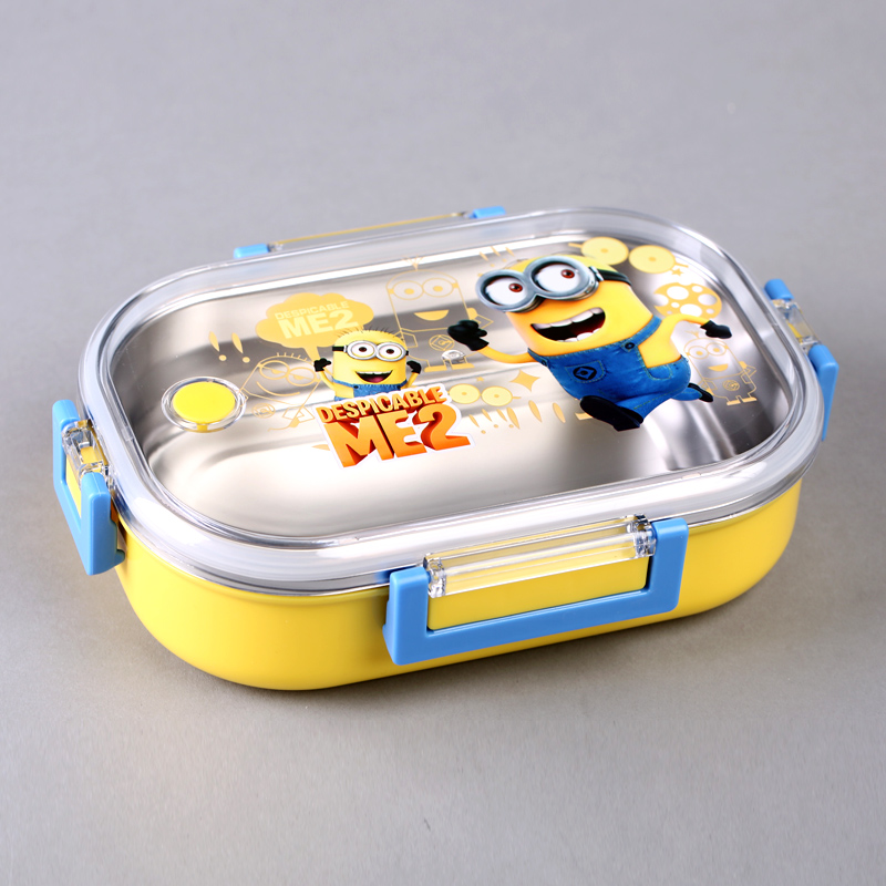 Cartoon children stainless steel tableware lunch box convenient lunch box baby plate sealed cover 3318-12