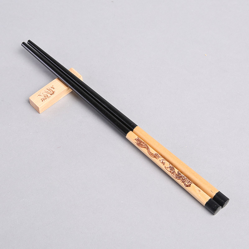 Top gift black dragon natural healthy wooden chopsticks home craft carving chopsticks with a gift box (6 pairs / sets) FT144