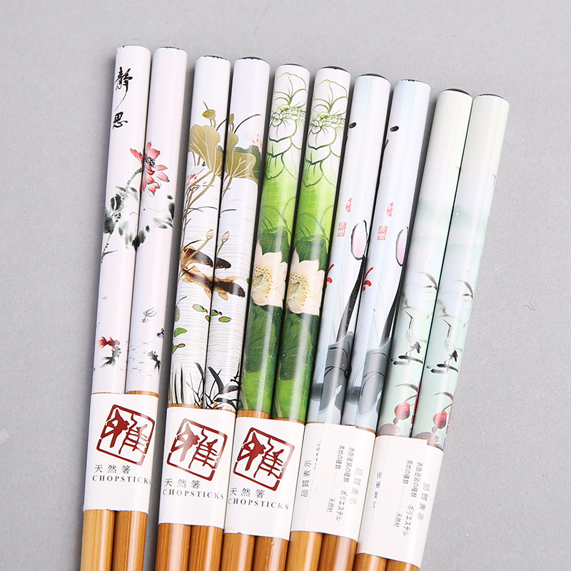 Lotus chopsticks for household chopsticks with lotus flower patterns, craft and chopsticks with anti slide and retractor chopsticks (5 pairs / sets) FT023