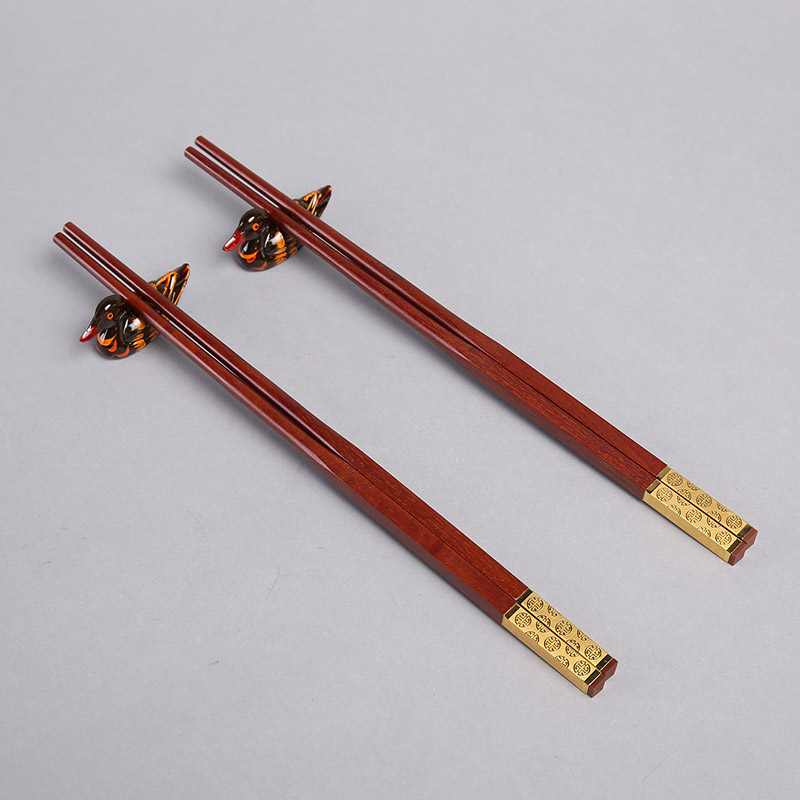 Red gold Xiaoshou high-grade wood chopsticks 2 suits of natural health gifts FT072