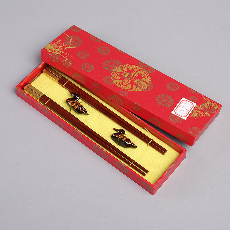 Red gold Xiaoshou high-grade wood chopsticks 2 suits of natural health gifts FT071