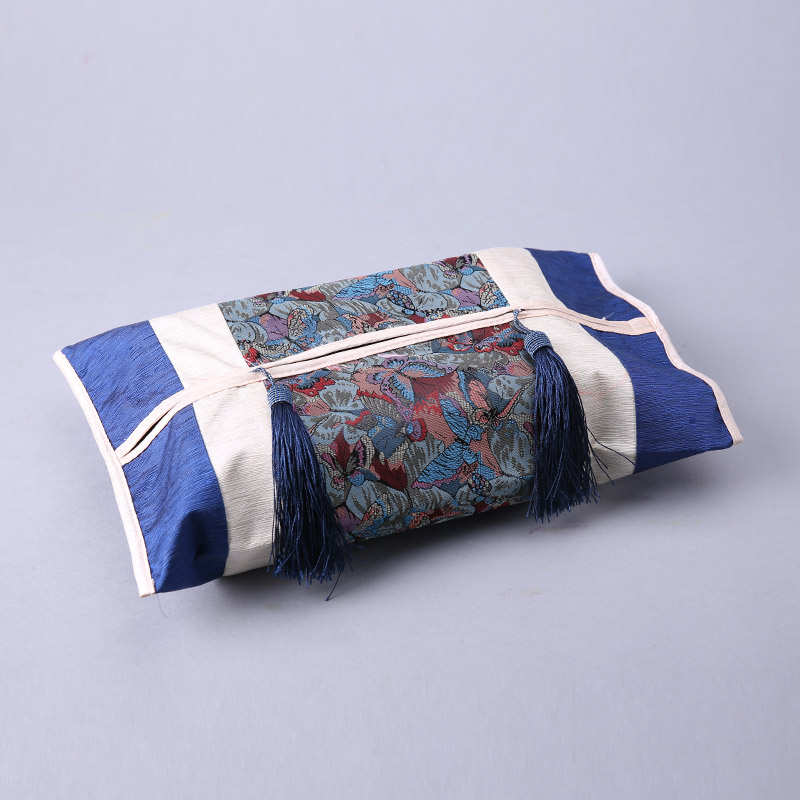 Embroidered Zen silk tissue box CT4