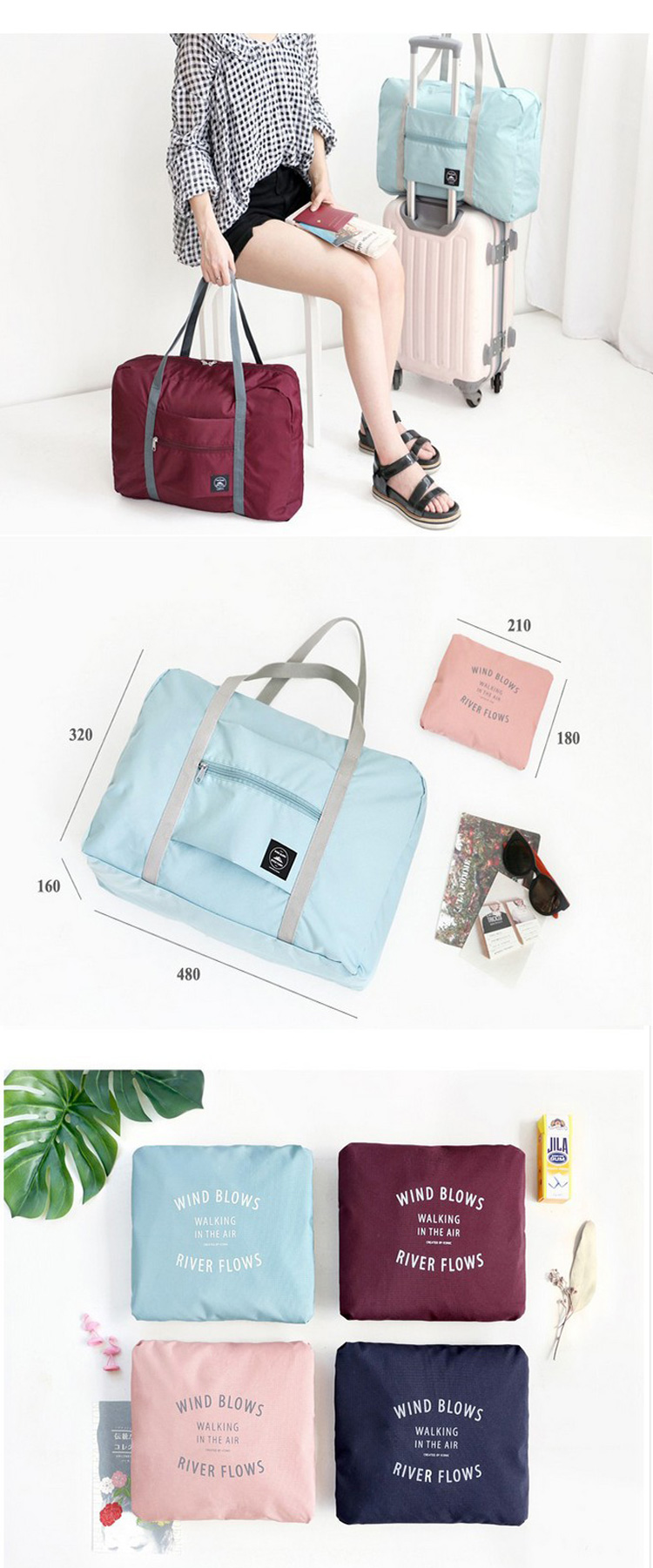 Travel waterproof folding travel bag shopping bag single shoulder bag for men and women increase consolidation luggage bag1