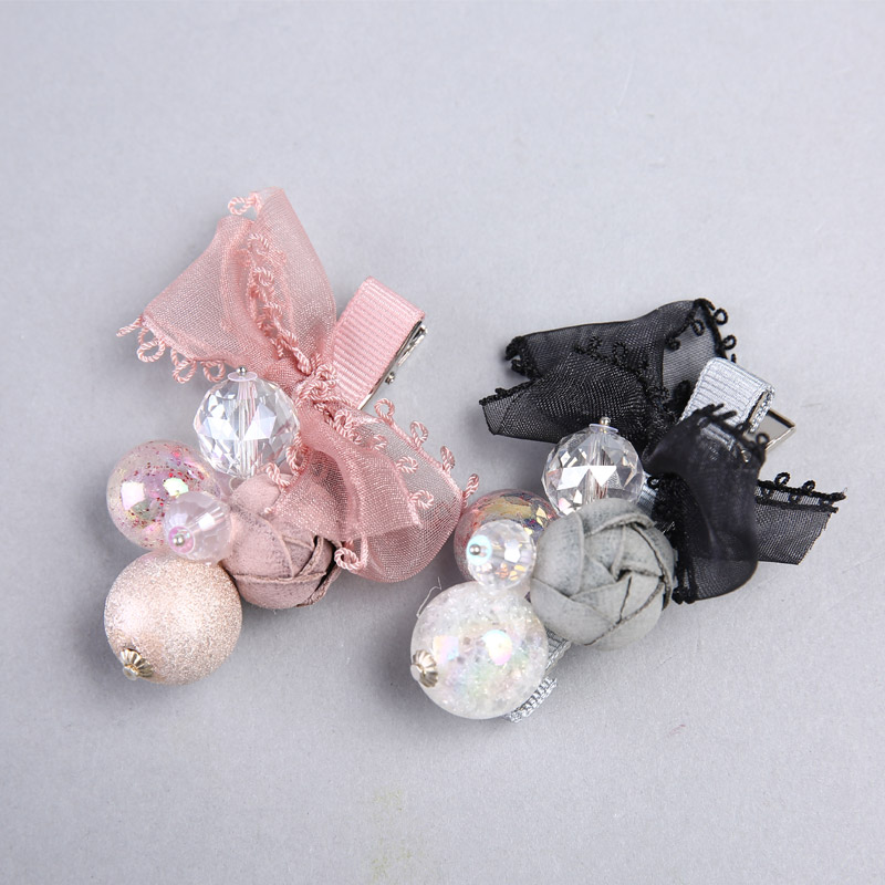 Korean fashion creative fabric flower crystal beads edge fashion lady YHHS25 hair clip1