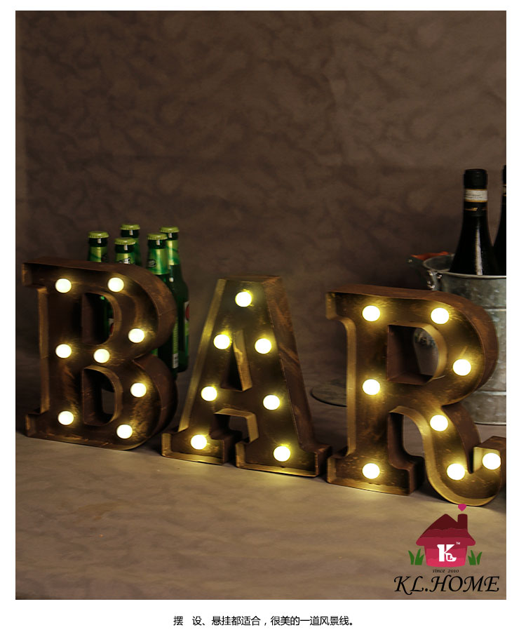 Carrier fashion LED letter lamp wedding decoration lamp energy-saving night lamp wall lamp neon retro creative Christmas lights, single note letters8