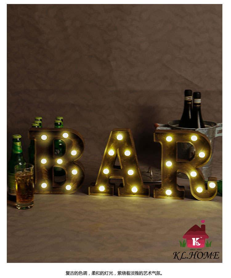 Carrier fashion LED letter lamp wedding decoration lamp energy-saving night lamp wall lamp neon retro creative Christmas lights, single note letters7
