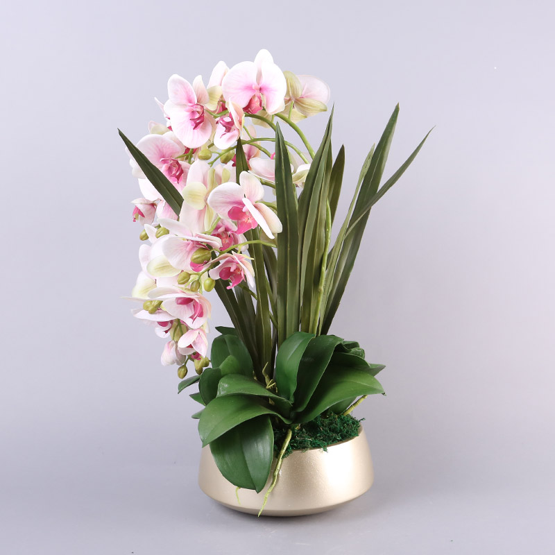 Senior Home Furnishing indoor flower simulation round orchid hall table Home Furnishing office model room decoration flower FFHY612