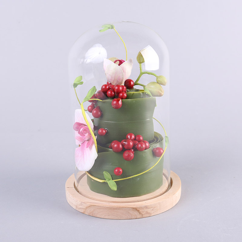 High home indoor simulation floral glass cover creative flower art hall table home office decoration flower FFHY571