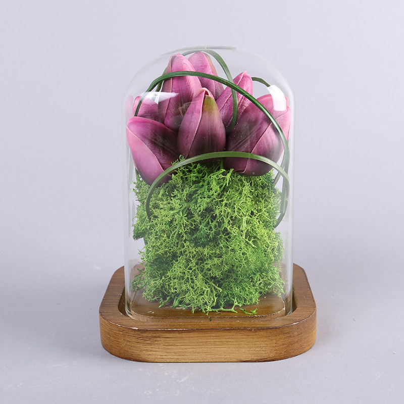 High home indoor simulation floral glass cover creative flower art hall table home office decoration flower FFHY581