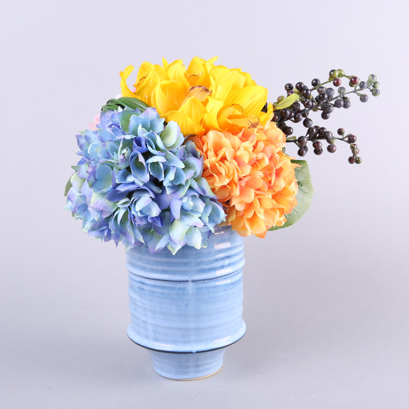 Senior interior Home Furnishing blue potted flower simulation hall table Home Furnishing office model room decoration flower FFHY681