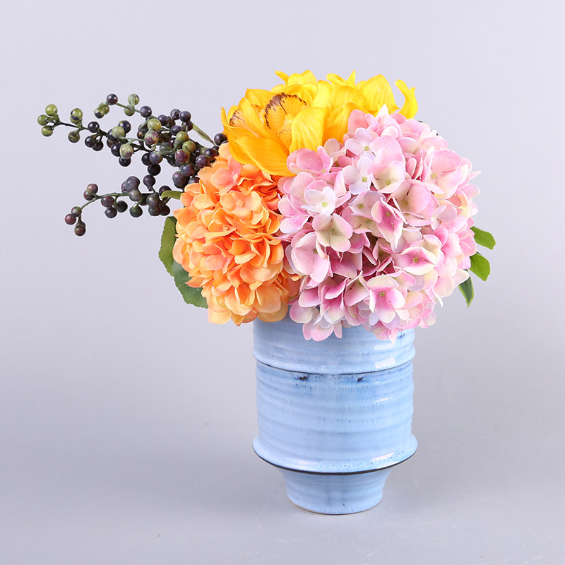 Senior interior Home Furnishing blue potted flower simulation hall table Home Furnishing office model room decoration flower FFHY683