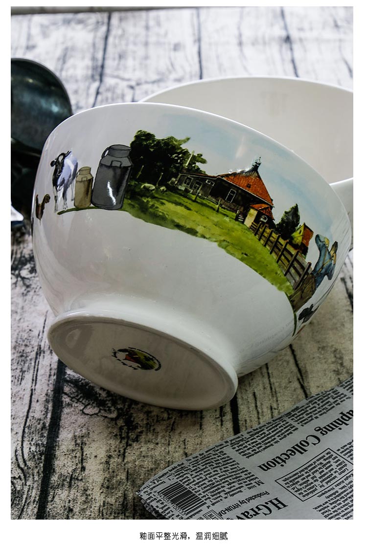 Carrier retro pastoral village wind ceramic bowl small soup bowl rice dessert bowl household salad bowl teapot7