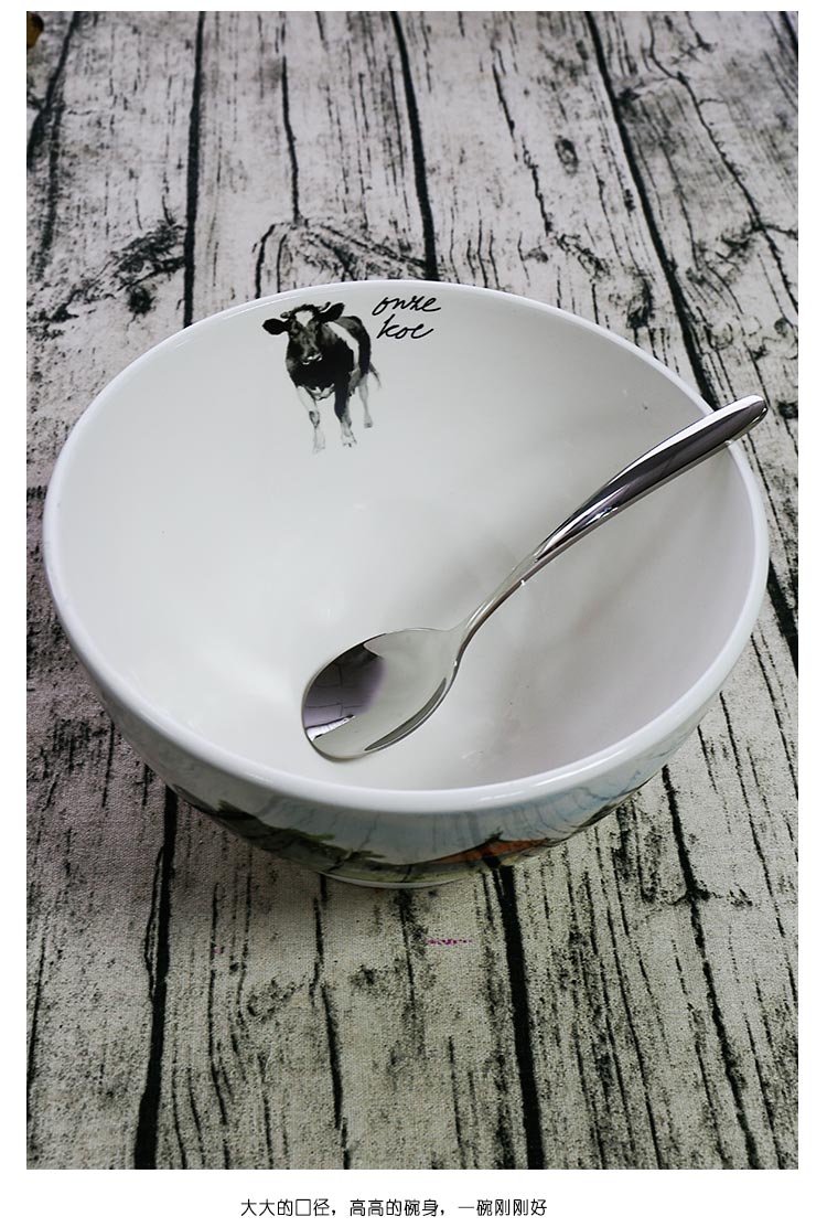 Carrier retro pastoral village wind ceramic bowl small soup bowl rice dessert bowl household salad bowl teapot13