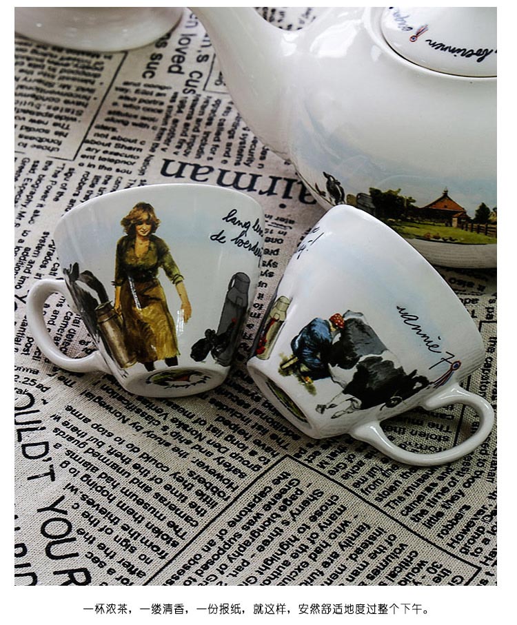 Carrier retro countryside style ceramic coffee cup tea juice cup mug Home Furnishing tableware5