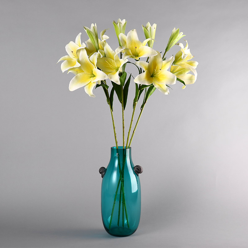 Simulation flower 3D lilies (light yellow) home indoor simulation flower room table home office room decoration flower simulation flower simulation flower RYYP401