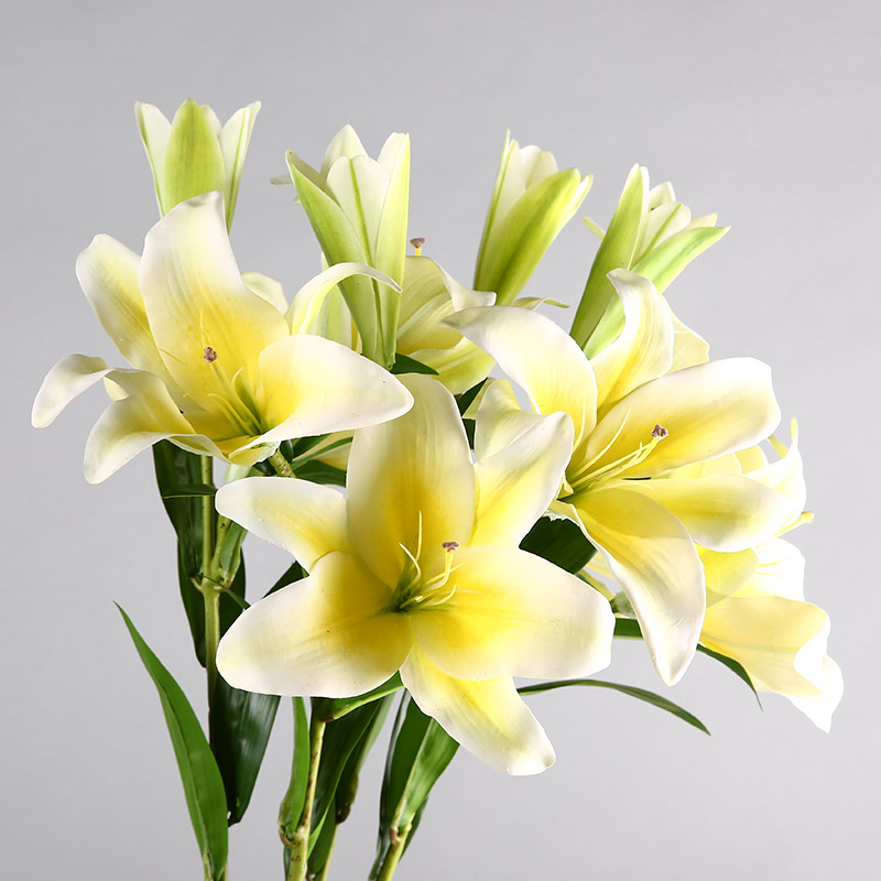 Simulation flower 3D lilies (light yellow) home indoor simulation flower room table home office room decoration flower simulation flower simulation flower RYYP403