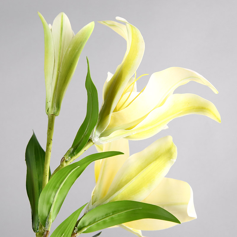 Simulation flower 3D lilies (light yellow) home indoor simulation flower room table home office room decoration flower simulation flower simulation flower RYYP405