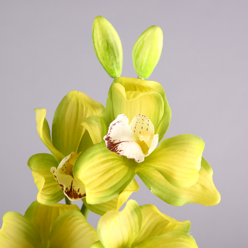 Artificial flowers nine Cymbidium (light yellow) Home Furnishing floral hall indoor simulation table Home Furnishing office model room decoration flower flower simulation RYYP442