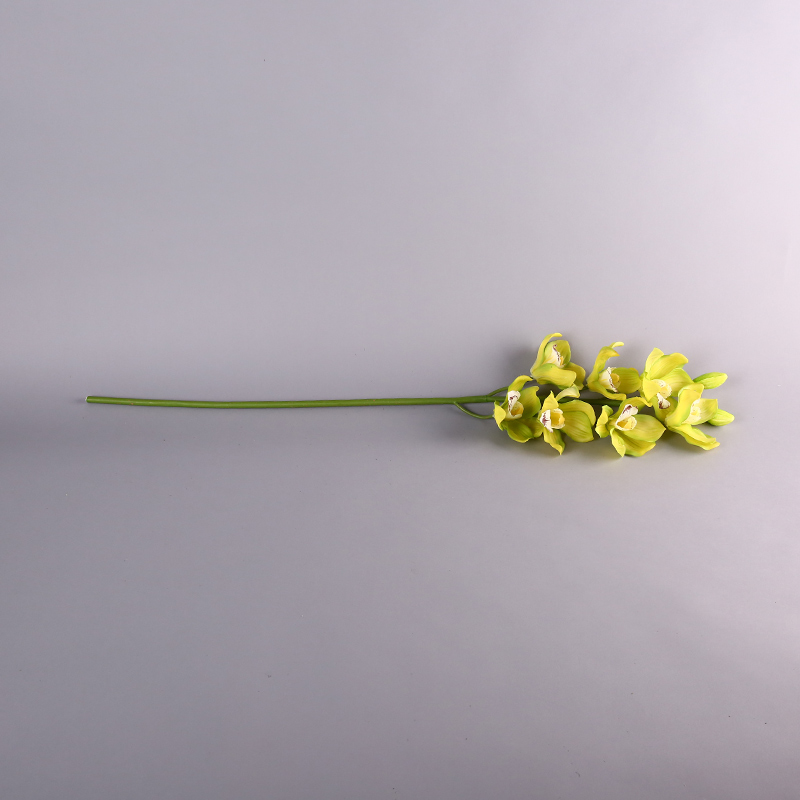 Artificial flowers nine Cymbidium (light yellow) Home Furnishing floral hall indoor simulation table Home Furnishing office model room decoration flower flower simulation RYYP445