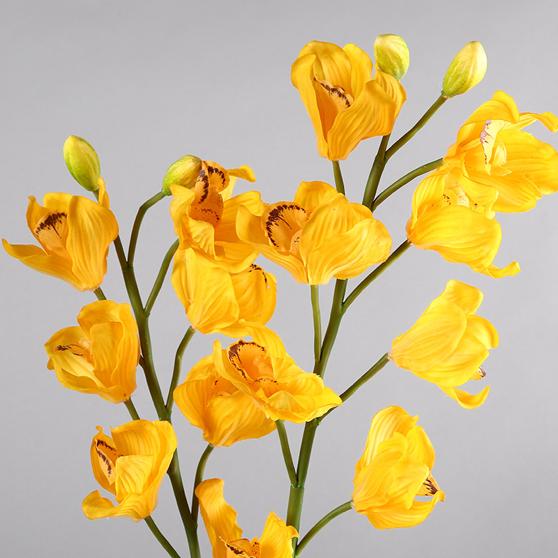 Artificial flowers nine Cymbidium (yellow) Home Furnishing floral hall indoor simulation table Home Furnishing office model room decoration flower flower3