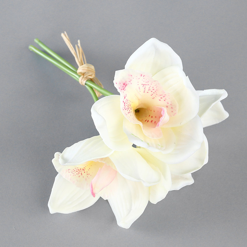 The beam PU simulation flower Cymbidium (white) Home Furnishing floral hall indoor simulation table Home Furnishing office model room decoration flower flower simulation RYYP823