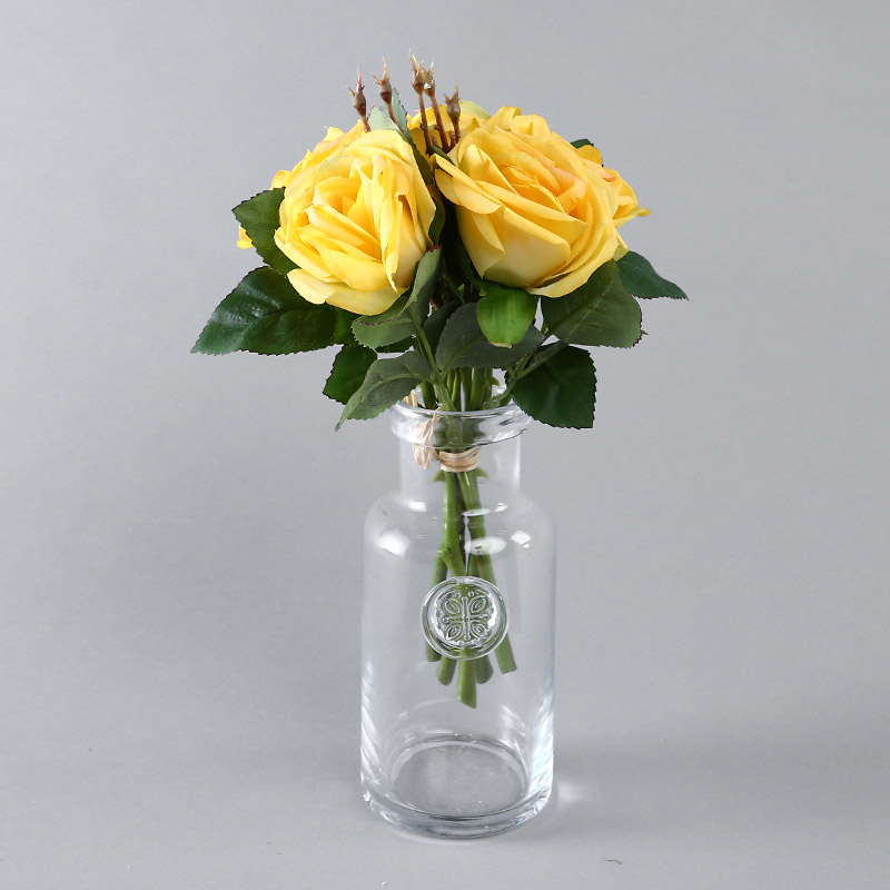 Simulation Flower 5 heads of beer branch England (yellow) indoor simulation flower room room table home office decoration flower simulation flower RYYP1011