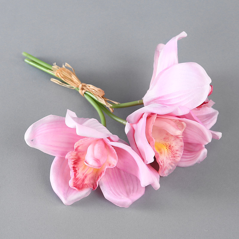 The beam PU simulation flower Cymbidium (pink) Home Furnishing floral hall indoor simulation table Home Furnishing office model room decoration flower flower simulation RYYP833