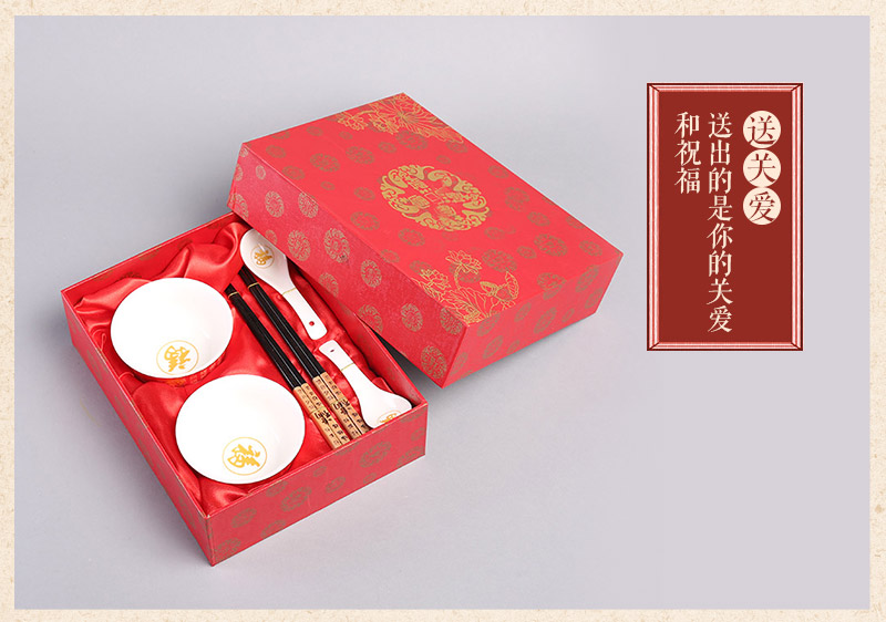 Fuzhou chopsticks, top grade wood chopsticks, spoon bowl 6 pieces set suit natural health high grade gift FT184